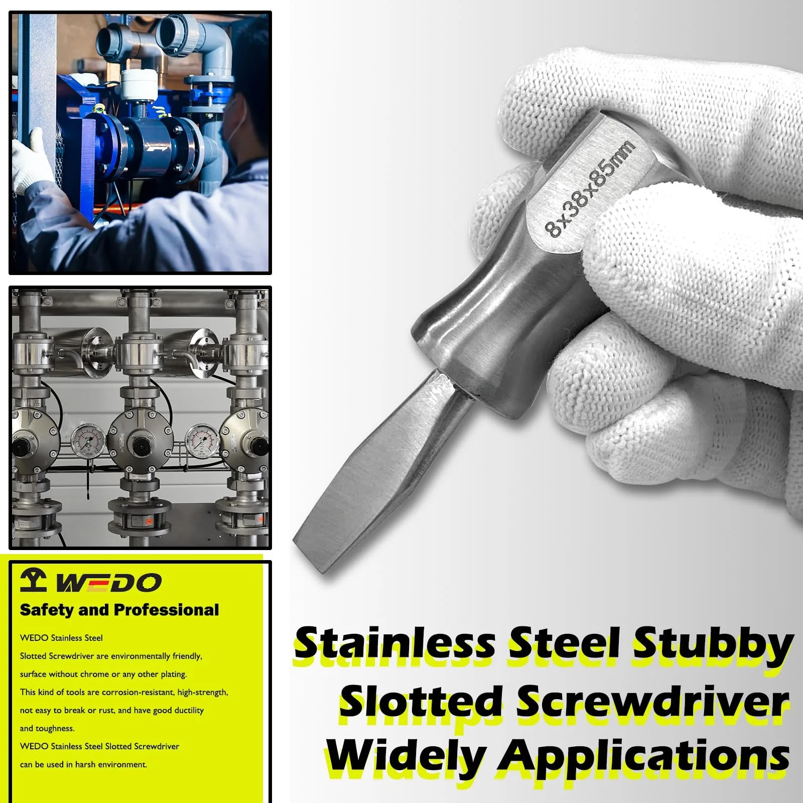 Отвертка WEDO Mini Stubby плоская стальная антикорозийная 6 мм 38 x 85 мм, фото №5