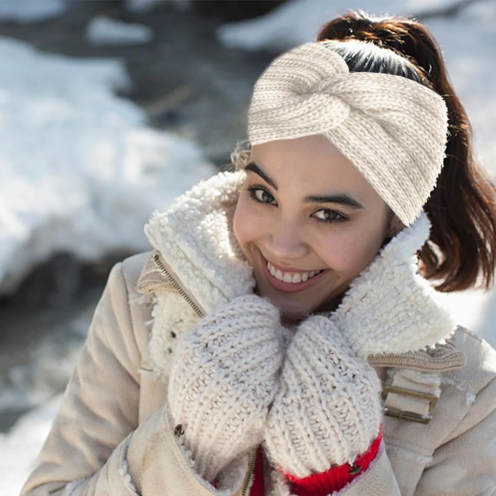 Набір із зимових в'язаних пов'язок для жінок, фото №3
