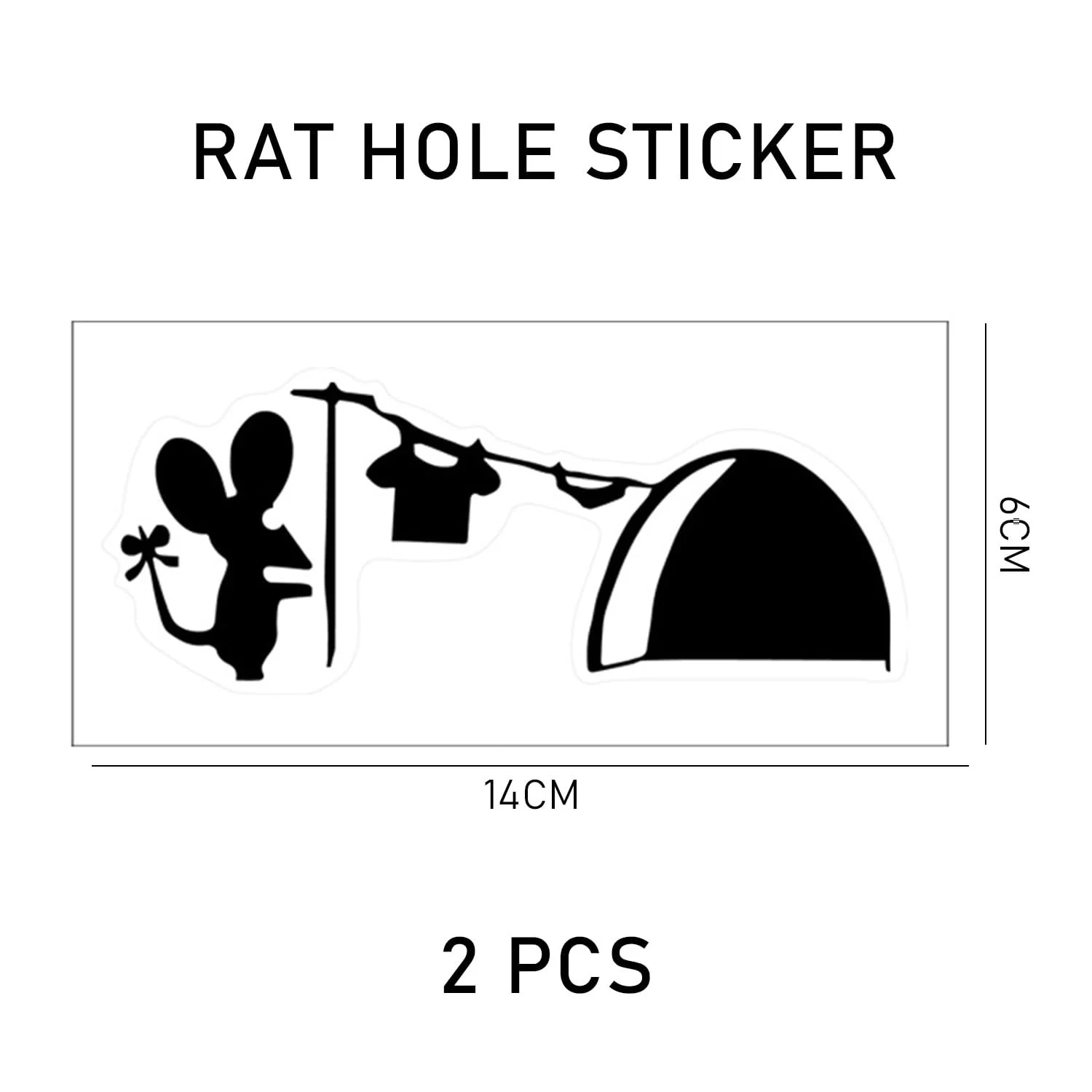 Наклейки на стіну 2 шт Щуряча нора Чорний, фото №2