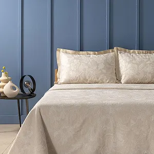 Покрывало Легкое Двуспальное Жаккардовое Zucchi Flow 260 x 260 см Бежевый - Фото 1