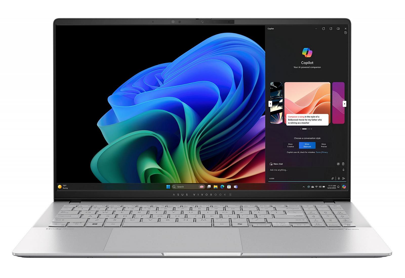 Ноутбук 15.6" Asus Vivobook S 15 OLED S5507QA-MA006W Qualcomm Snapdragon X Elite (X Elite X1E-78-100) RAM 16GB SSD 1TB 12год батарея Windows 11 Алюмінієвий корпус (UKR), фото №1