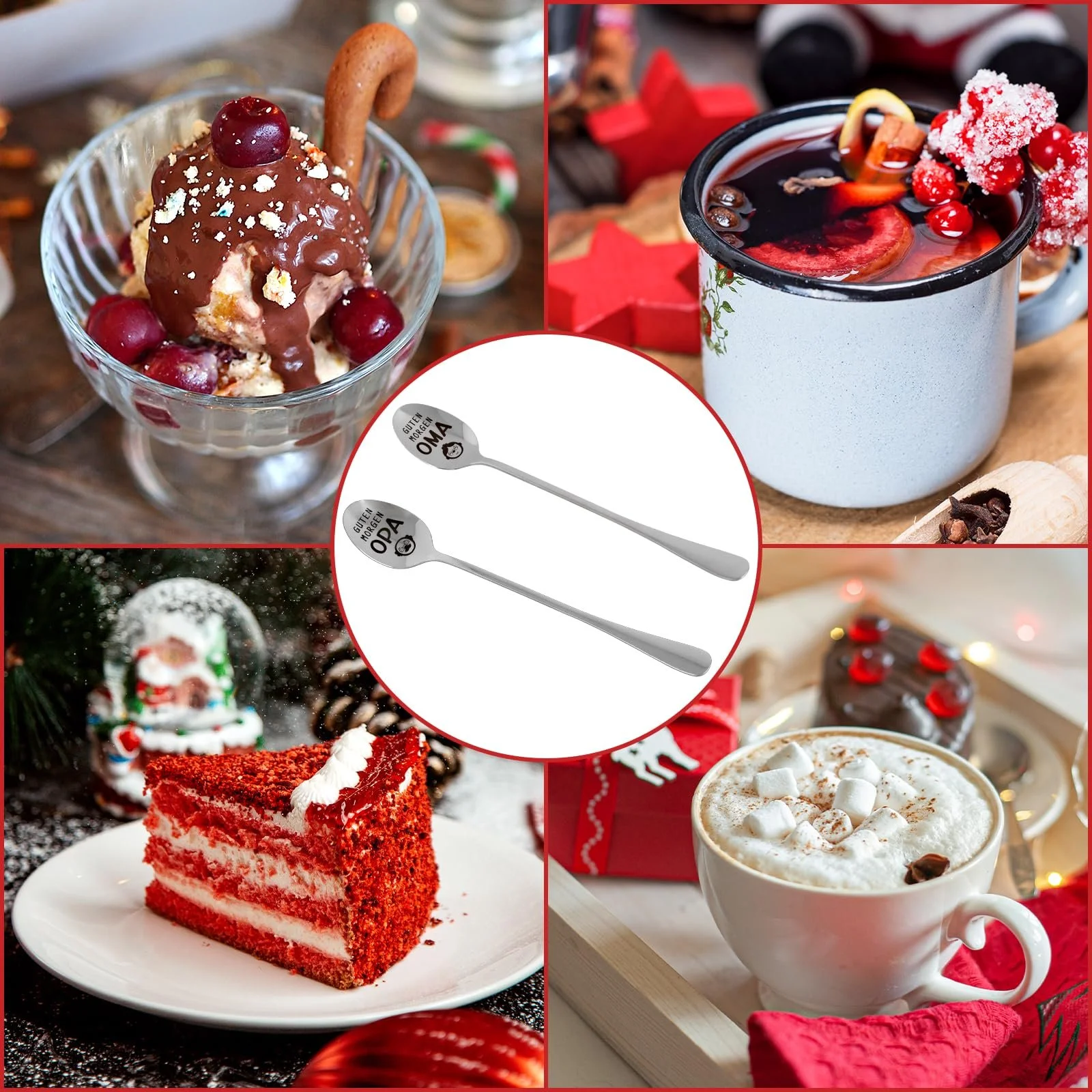 Ложка Hxezoc Набор 2 шт Дедушка и Бабушка в подарок для дедушки и бабушки от внука Кофейные ложки из нержавеющей стали с гравировкой Доброе утро Подарки на День матери День отца День рождения Пасха Рождество, фото №4