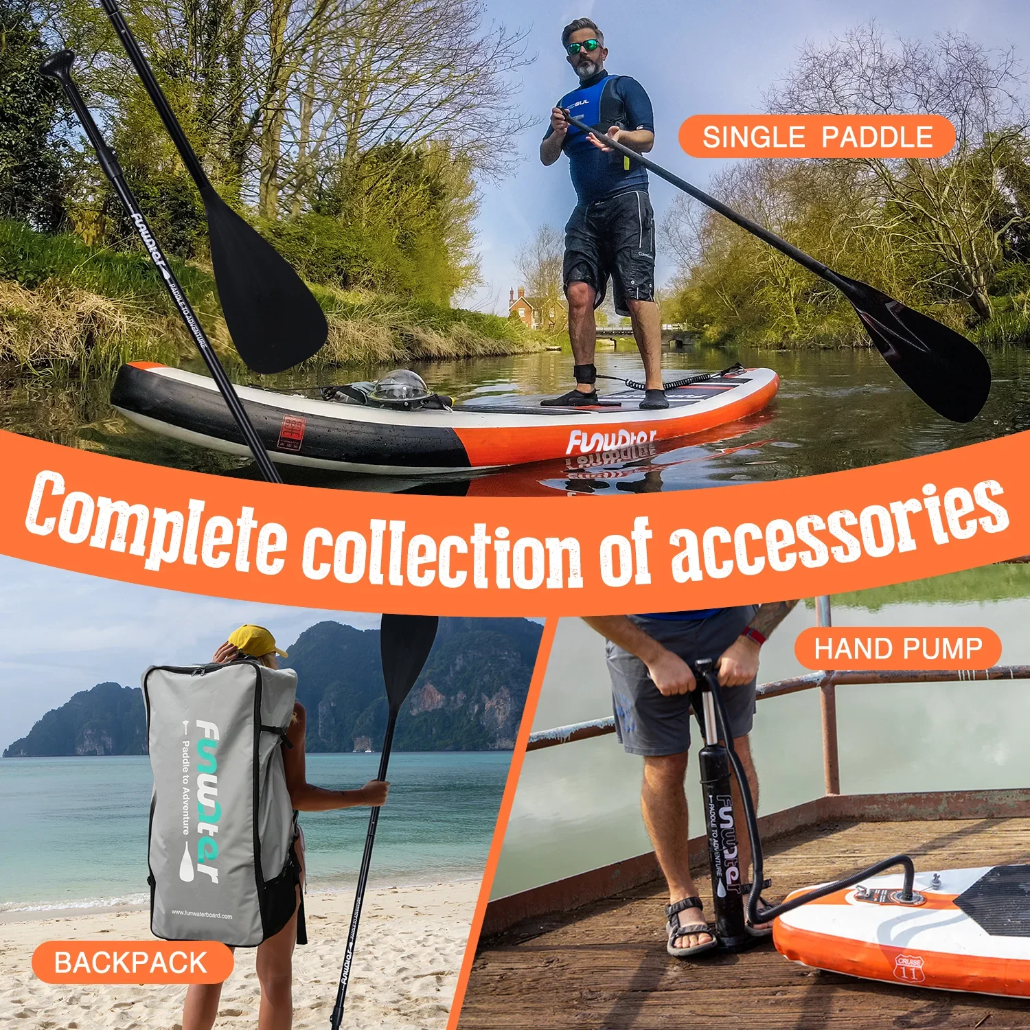 Надувна SUP дошка FunWater Orange, фото №5