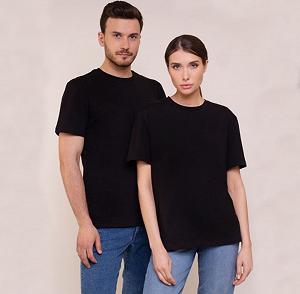 Черная хлопковая однотонная футболка унисекс - Фото 1