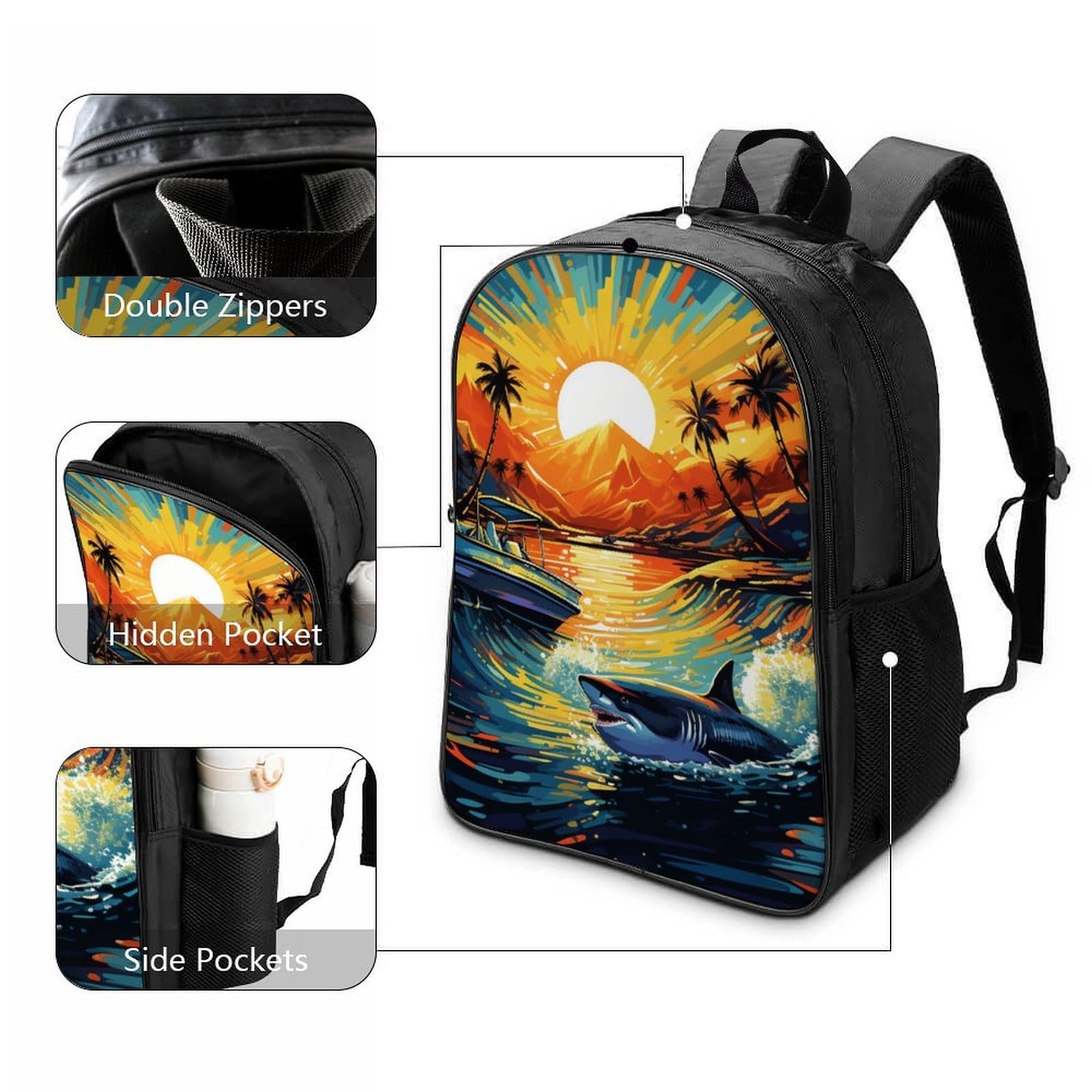 Шкільний Рюкзак DPEOANEBN Shark для Хлопчиків та Підлітків, Модель Style-4, 40 x 28 x 16 см, фото №3