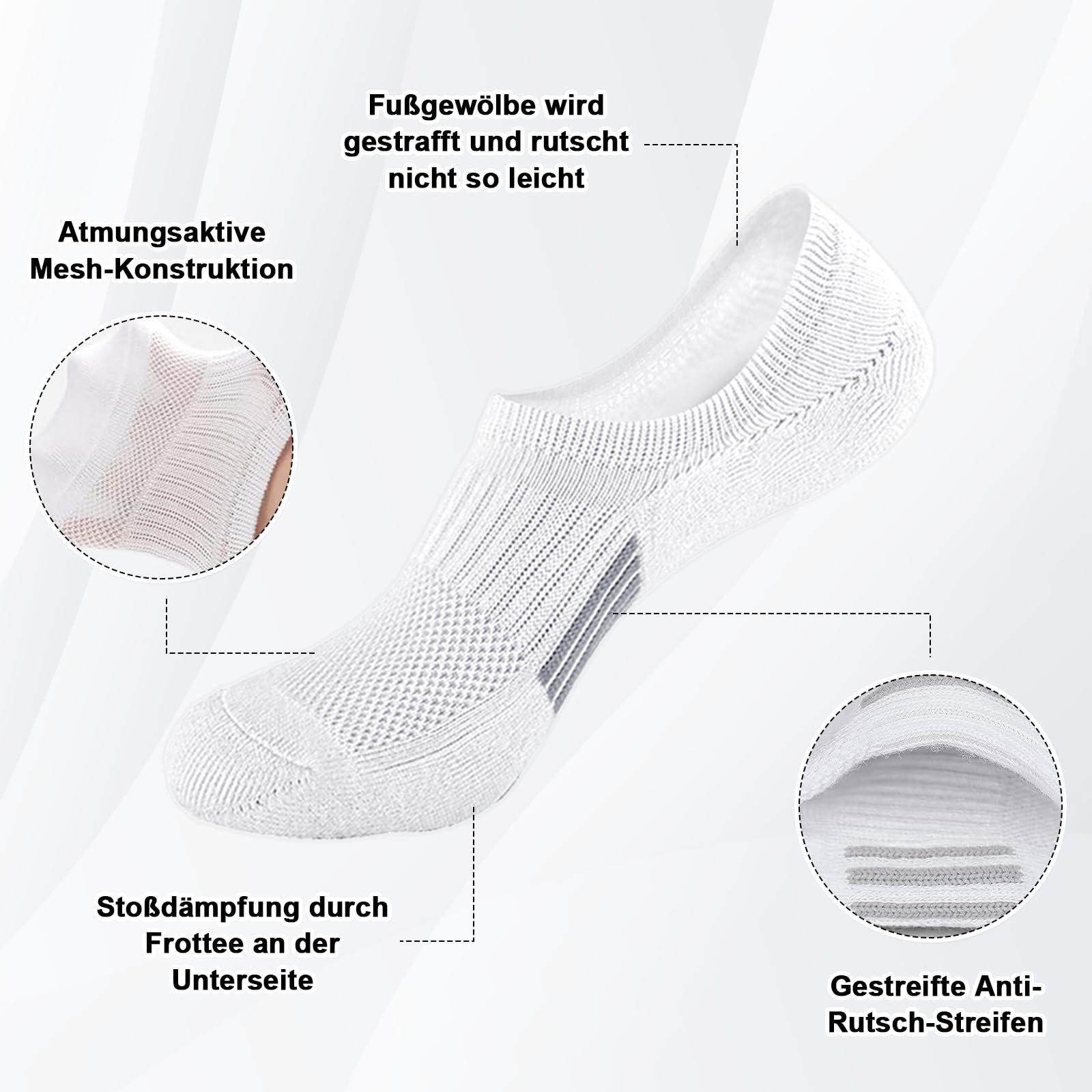 Спортивные носки унисекс Черный Белый (8 пар), фото №3