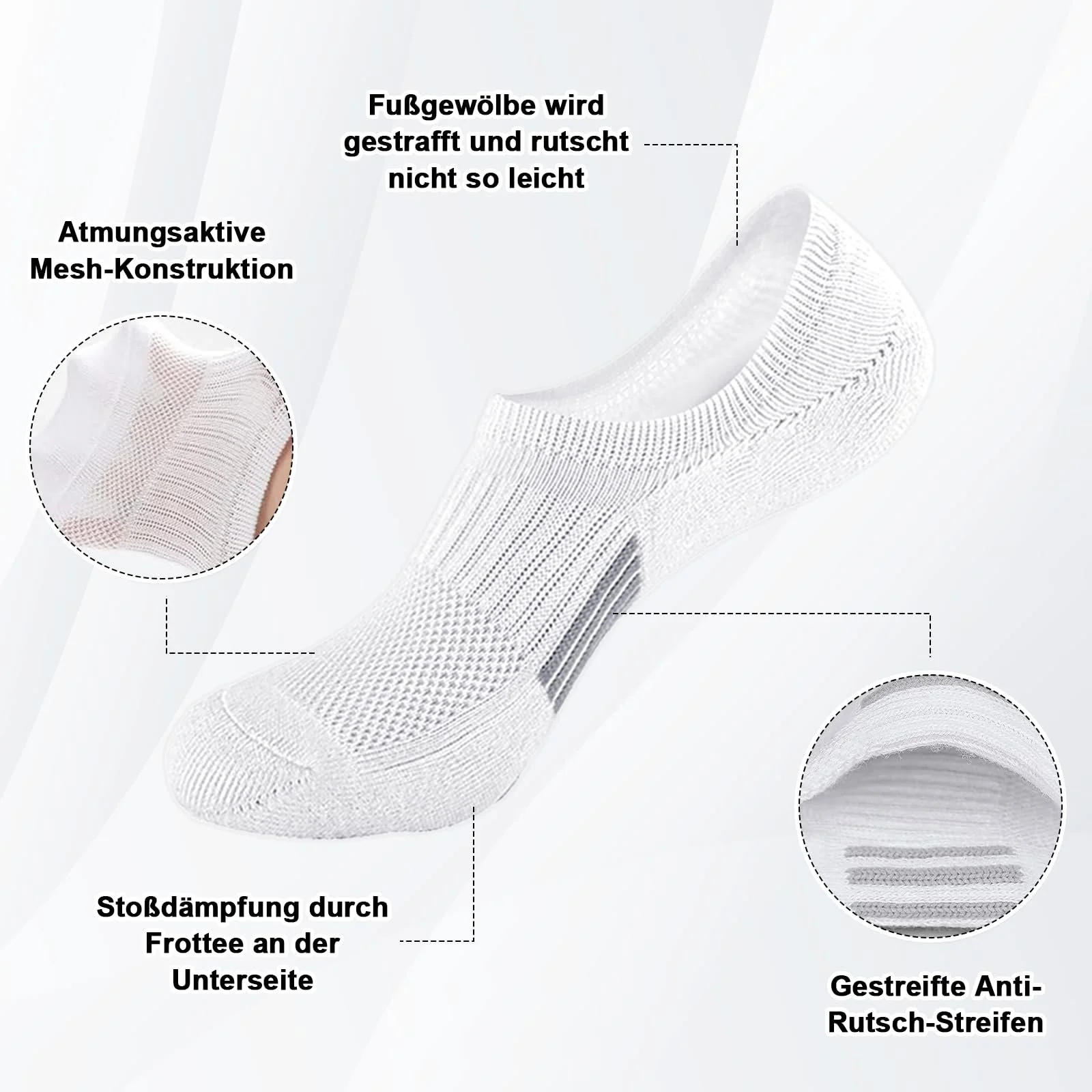 Шкарпетки спортивні унісекс Чорний Білий (8 пар), фото №3