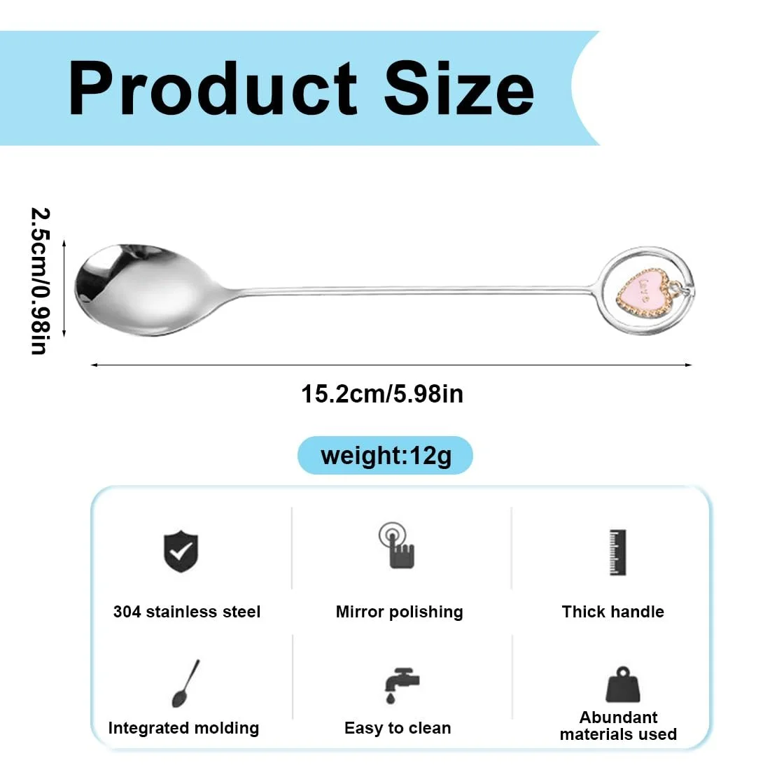 Набір з 4 ложок для еспресо з нержавіючої сталі (у формі серця та зірки), фото №2