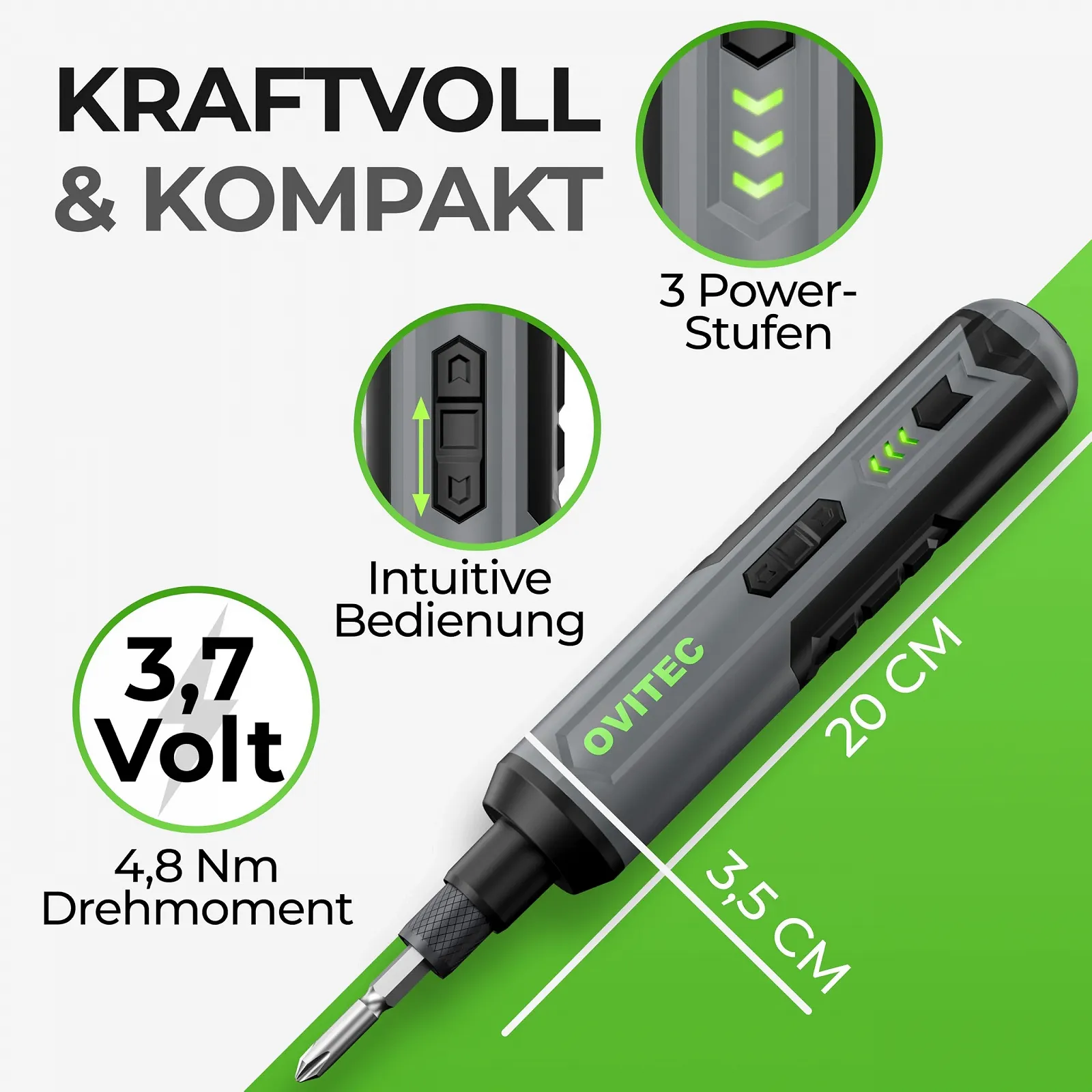 Акумуляторна викрутка Набір електричних викруток 3.7 V 2000 мАг з функцією швидкої заміни біт набір біт 16 шт. та кабель USB-C, фото №2