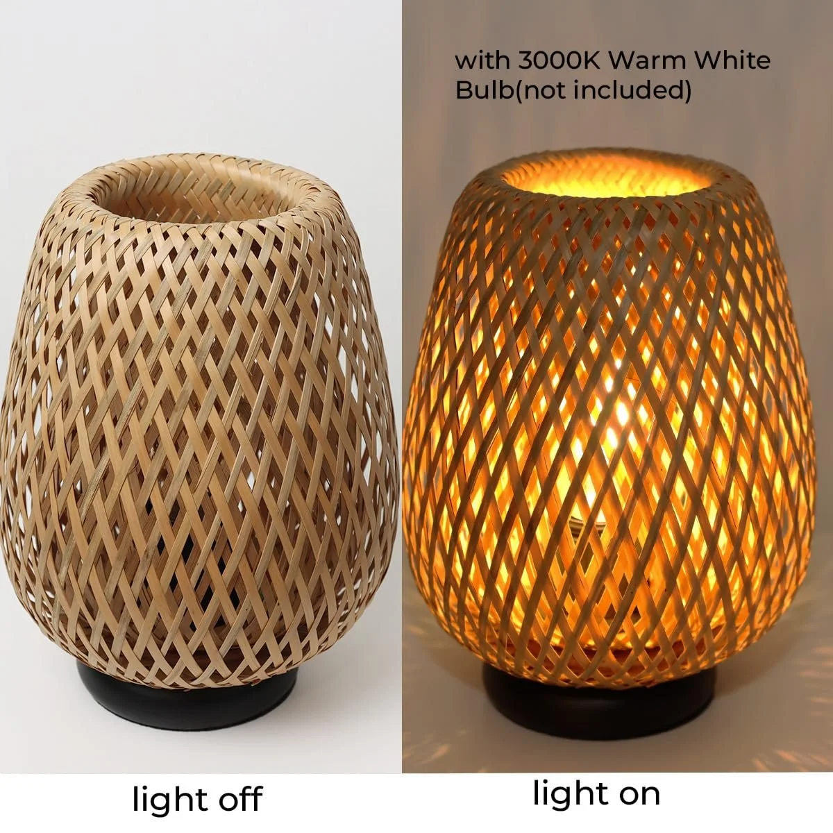 Настільна лампа Alpinaluz Nordic Rustic з абажуром із ротанга та бамбукового волокна чорна алюмінієва основа, фото №5