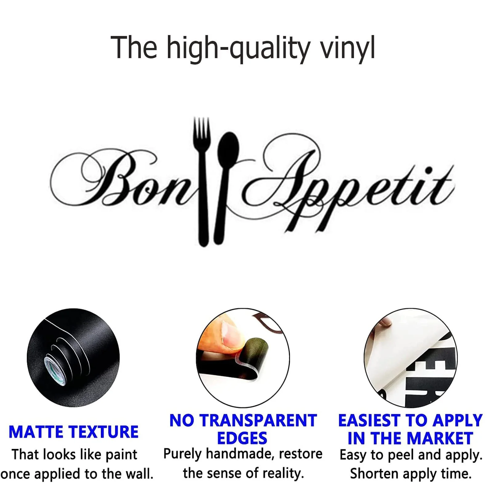 Наклейка на стену Bon Appetit Quote 58 x 18 см черный, фото №6