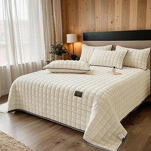 Покрывало OKYUK Velvet Роскошный комплект постельного белья 230 x 250 см Бежевый - Фото 1