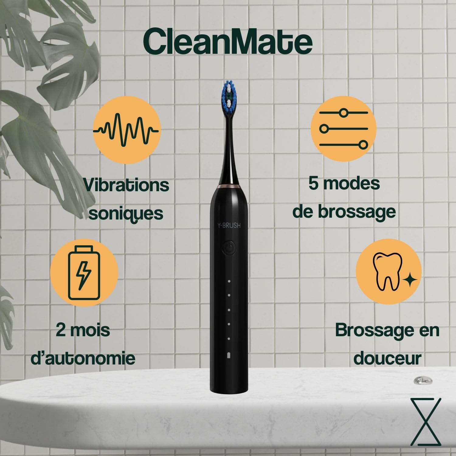 Електрична звукова зубна щітка Y-Brush CleanMate USB 5 режимів Таймер, фото №4