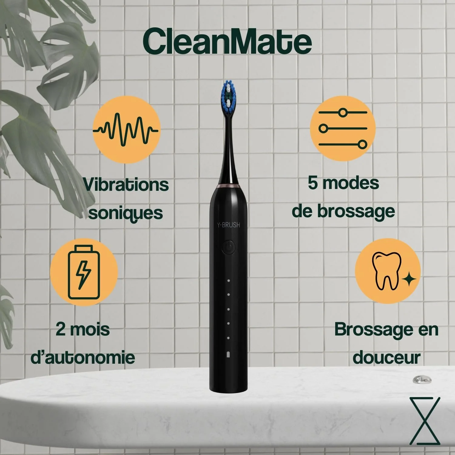 Электрическая звуковая зубная щетка Y-Brush CleanMate USB 5 режимов Таймер, фото №4