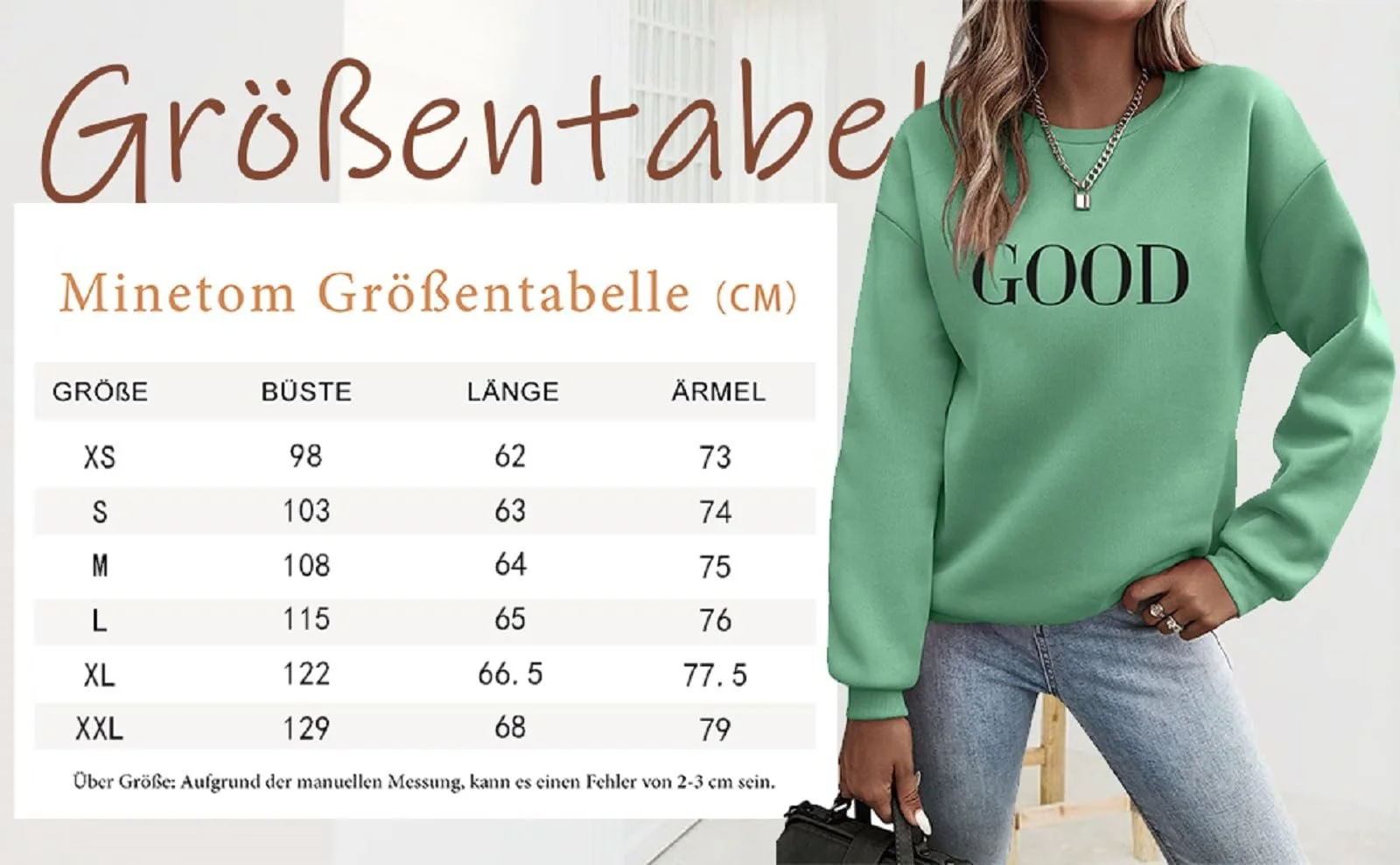 Джемпер Minetom Женский Осенний С принтом Букв Круглый вырез Длинный рукав Свободный Повседневный Уличный стиль Без капюшона Осень Зима Женский, фото №7