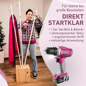 Дриль-шурупокрут Extol Lady 12 V Li-Ion 1300 mAh рожевий з кейсом 6 насадок (подовжений шліц, PH і PZ) та 6 свердел (1-6 мм) synthetic.ua - Фото 1