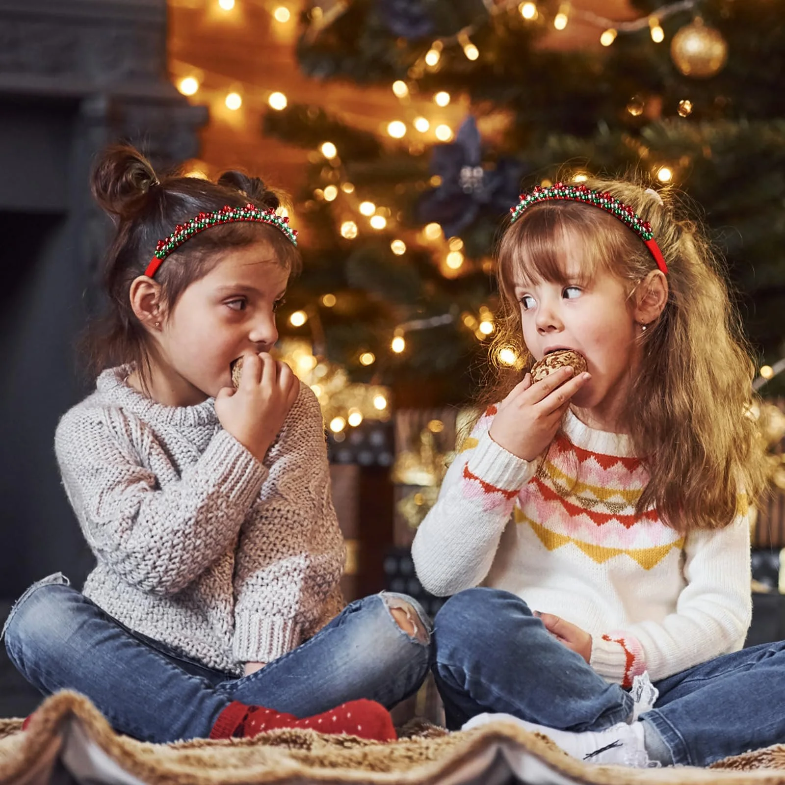 Обруч Різдвяний з дзвіночками Червоний Зелений, фото №6