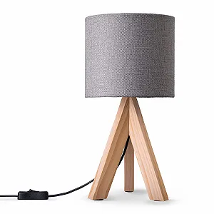 Настільна лампа Paco Home E14 Тканинний абажур Дерево Сталь Бамбук - Фото 1