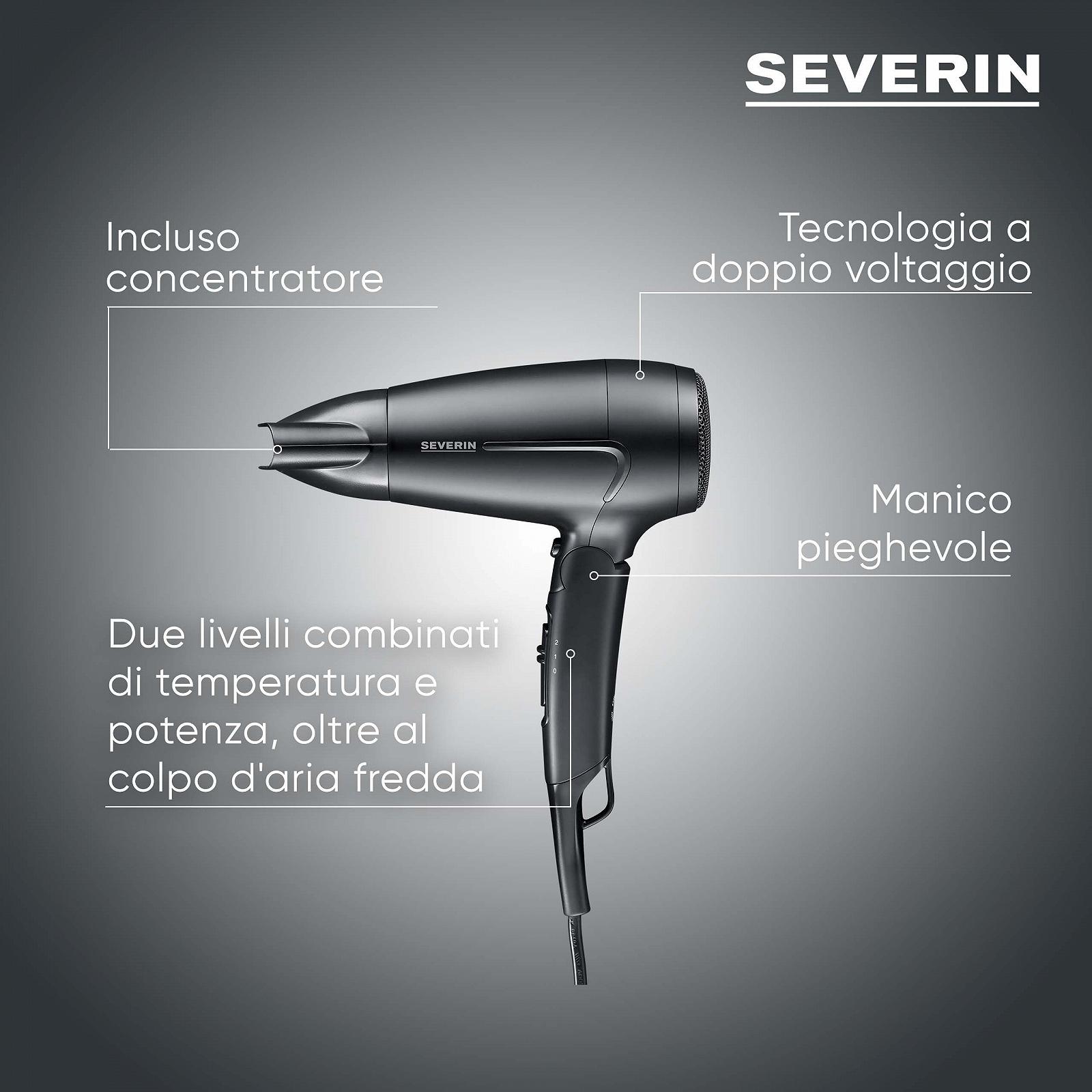 Фен дорожній SEVERIN HT 0159 1600 Вт, чорний, фото №6