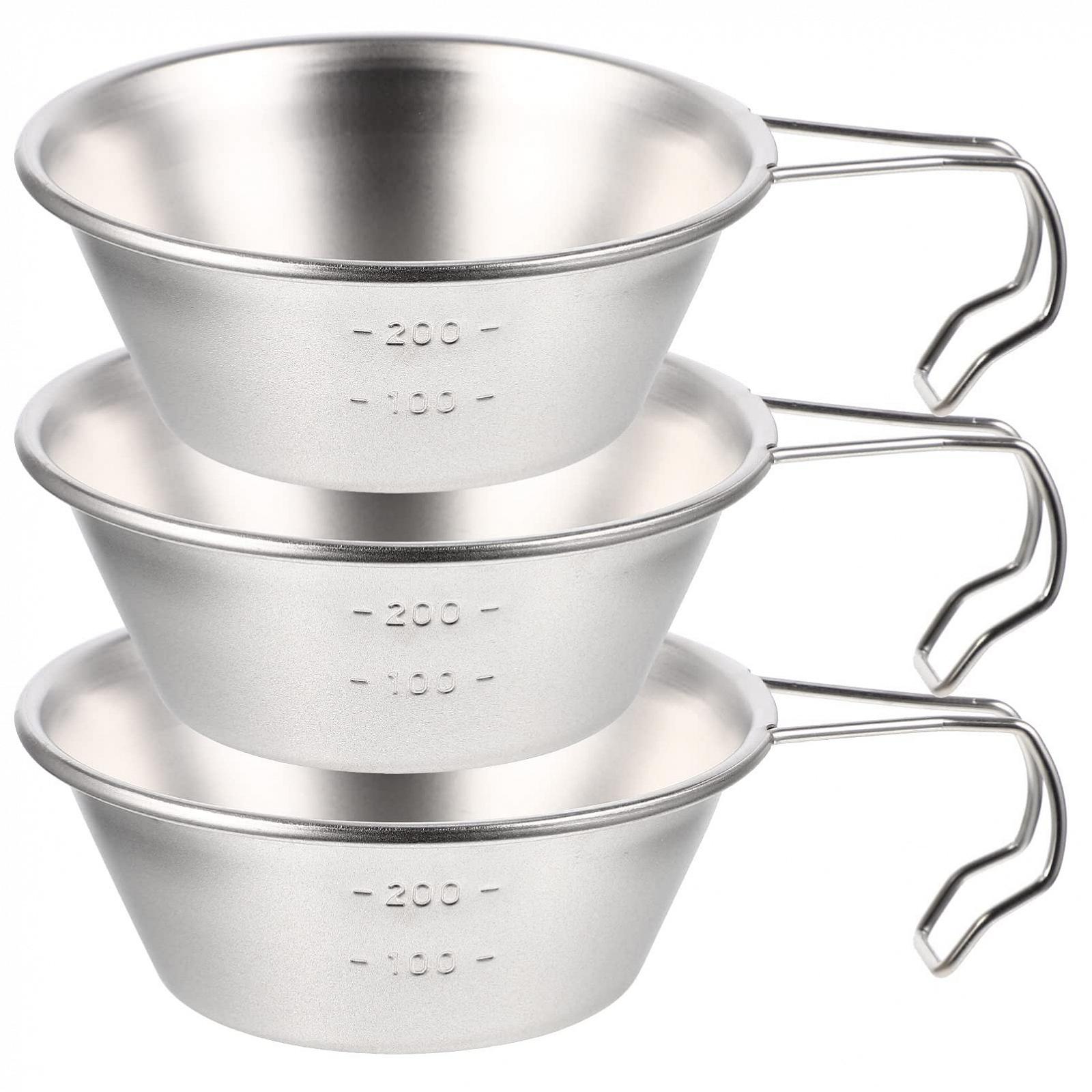 Миска Toddmomy для кемпинга, 3 шт, миска для еды, кружка для походов, супа, складная миска для кемпинга, кружка для воды, дорожная кружка из нержавеющей стали 304 с ручкой для путешествий, фото №1