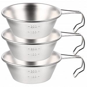 Миска Toddmomy для кемпинга, 3 шт, миска для еды, кружка для походов, супа, складная миска для кемпинга, кружка для воды, дорожная кружка из нержавеющей стали 304 с ручкой для путешествий - Фото 1