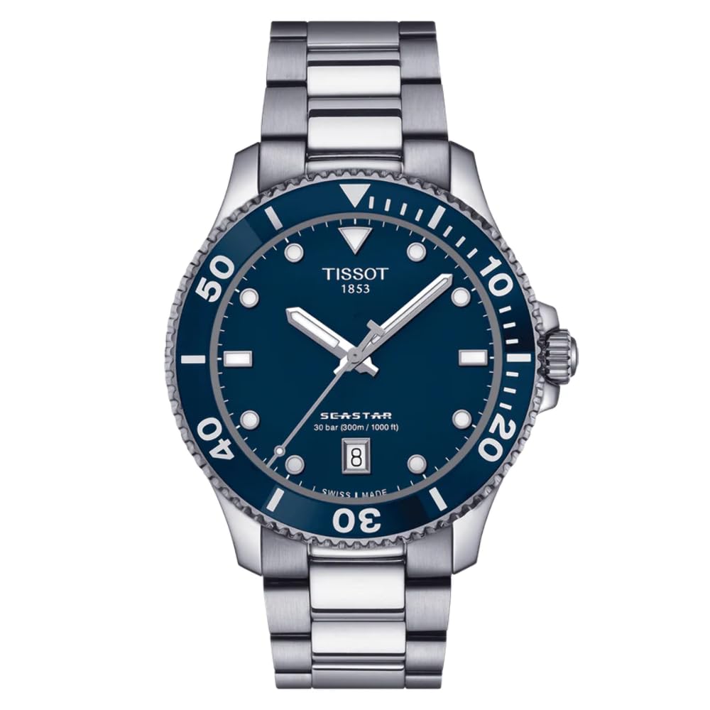 Годинник Tissot Seastar 1000 Тільки Час 40 мм Синій Фон T120.410.11.041.00, Браслет, фото №1