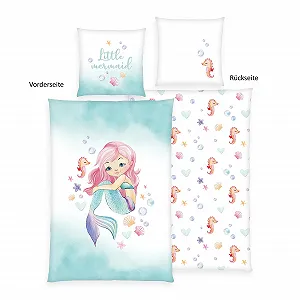 Комплект детского постельного белья Herding Young Collection Mermaid наволочка 80 x 80 см пододеяльник 135 x 200 см на гладкой молнии хлопок разноцветный synthetic.ua - Фото 1