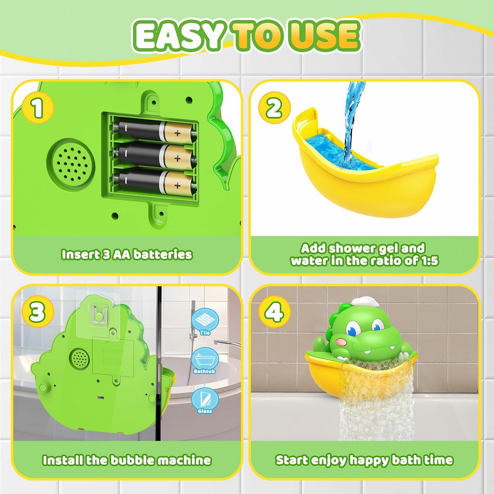 Іграшка для ванни Adeokay, піно генератор для ванни, динозавр, з підсвіткою, фото №4