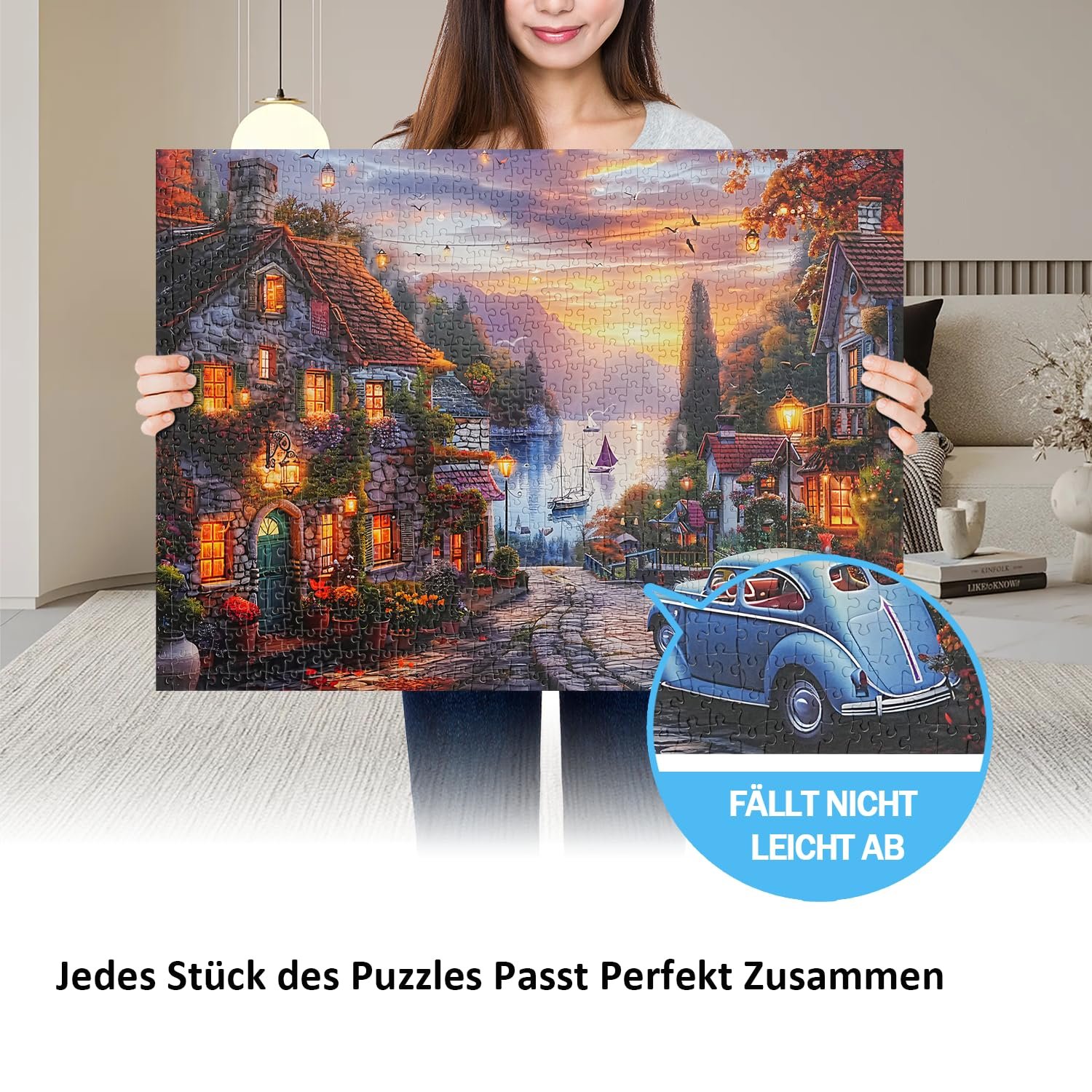 Пазл Autumn Lakeside Town Mountain 1000 елементів 70 x 50 см, фото №2