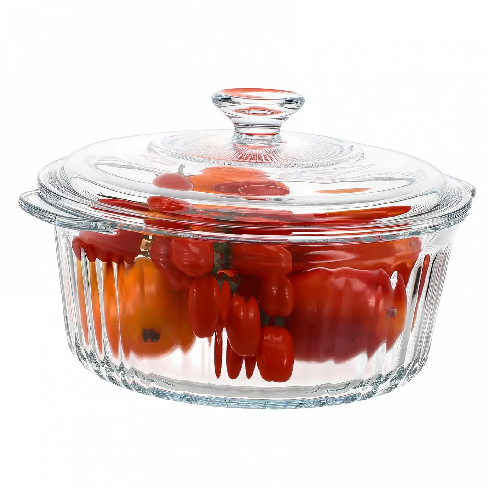 Форма для запекания круглая стеклянная с крышкой, боросиликатная, глубокая, термостойкая, фото №1 Форма для запекания круглая стеклянная с крышкой, боросиликатная, глубокая, термостойкая, фото №1