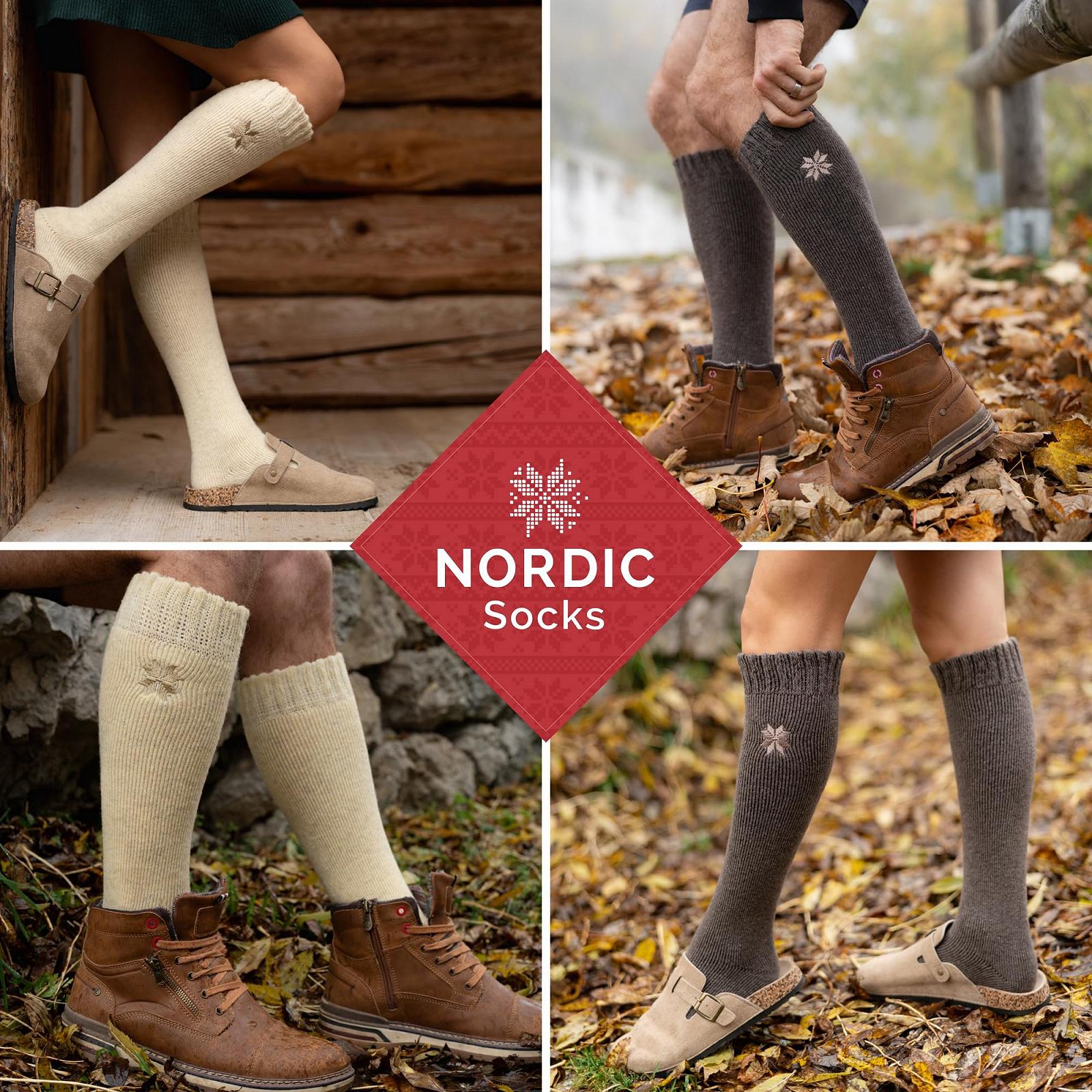 Высокие носки до колена Nordic Socks Premium с 70% содержанием мериносовой шерсти для мужчин и женщин, влагоотводящие, мягкие и очень удобные, 2 пары, фото №2