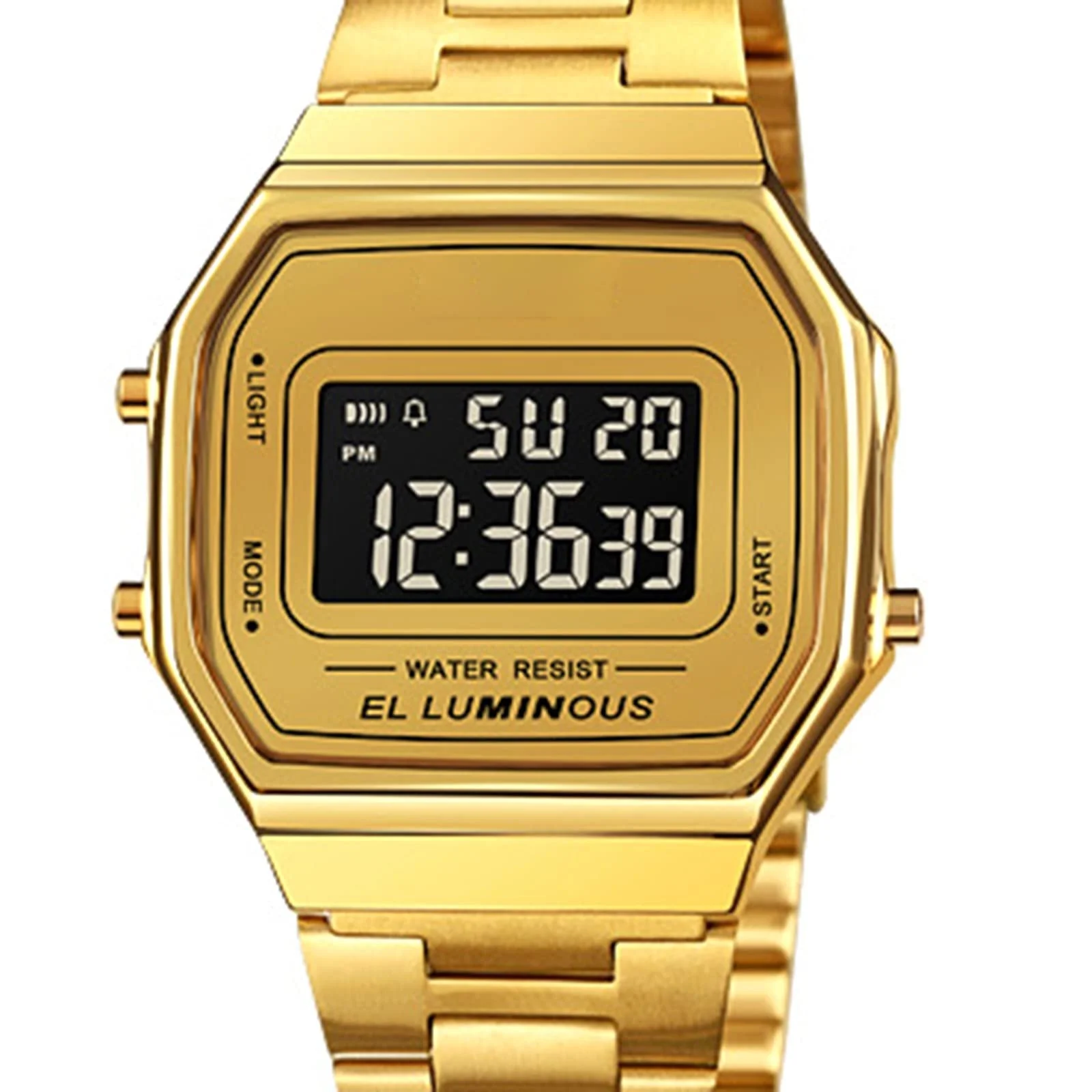 Цифровий годинник Nicoone зі стрічкою з неіржавної сталі, світлодіодною підсвіткою, фото №4 Цифровий годинник Nicoone зі стрічкою з неіржавної сталі, світлодіодною підсвіткою, фото №4