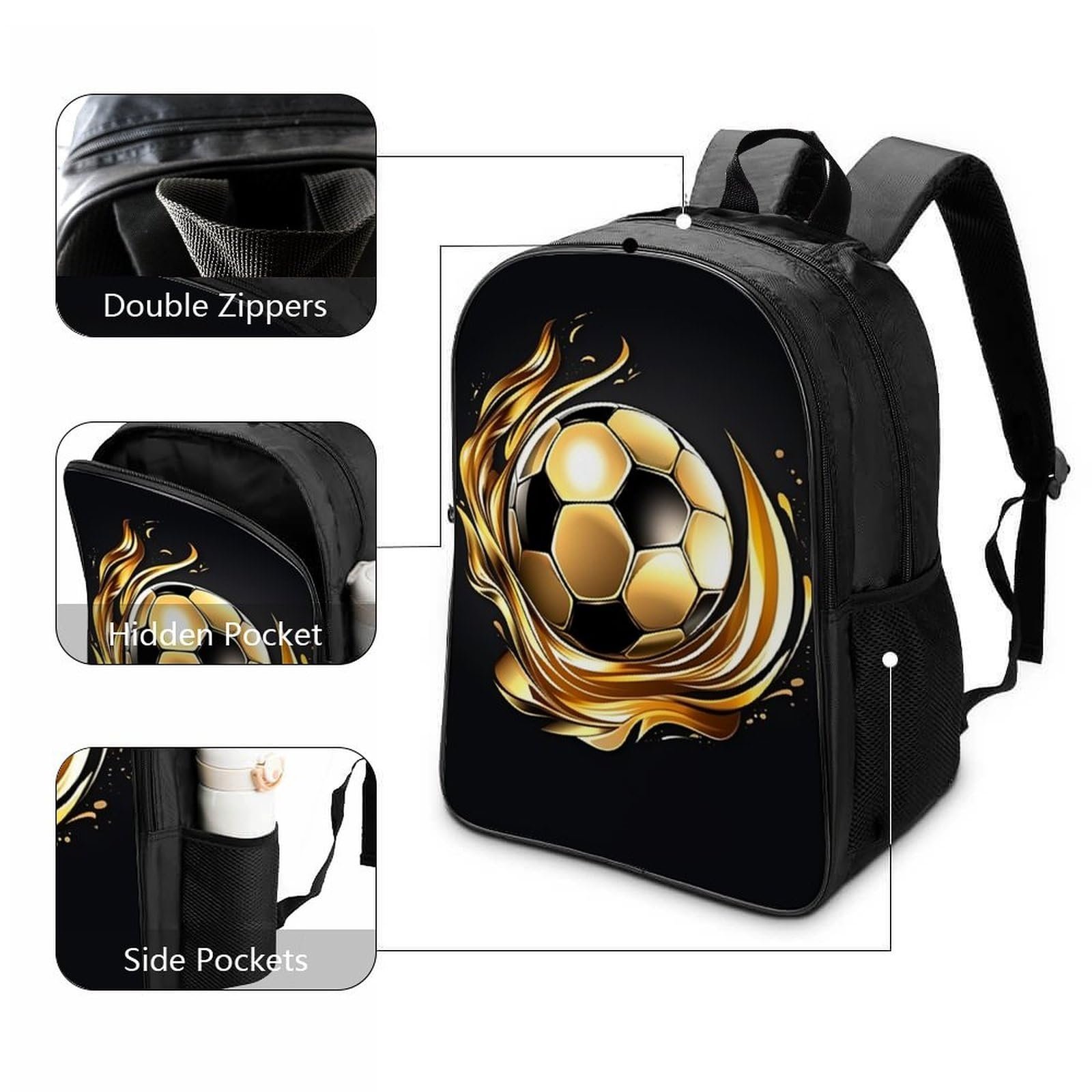 Рюкзак школьный Футбольный FPAKAKIIE 40 x 28 x 16 см, Стиль, фото №3