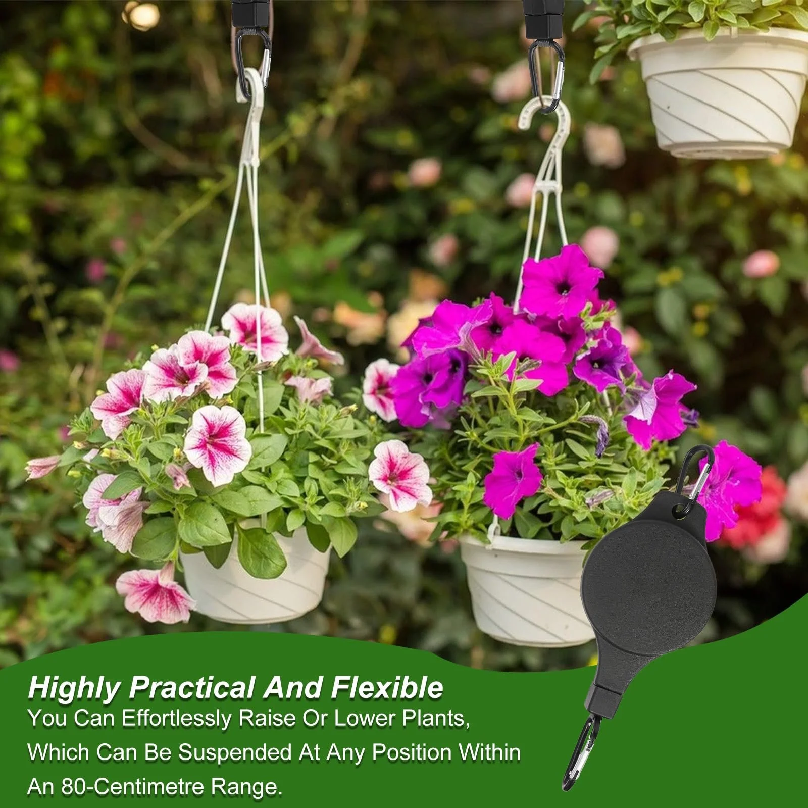 Крючки для растений выдвижные 4 шт. Высокопроизводительные с нейлоновым тросом 80 см Черные, фото №4