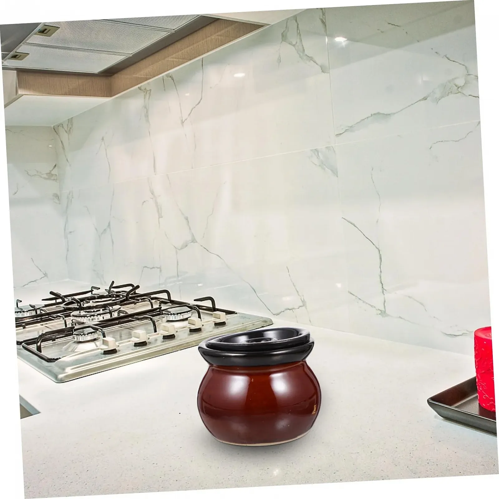 Набір горщиків керамічних 2 шт. з кришкою Білий, фото №2