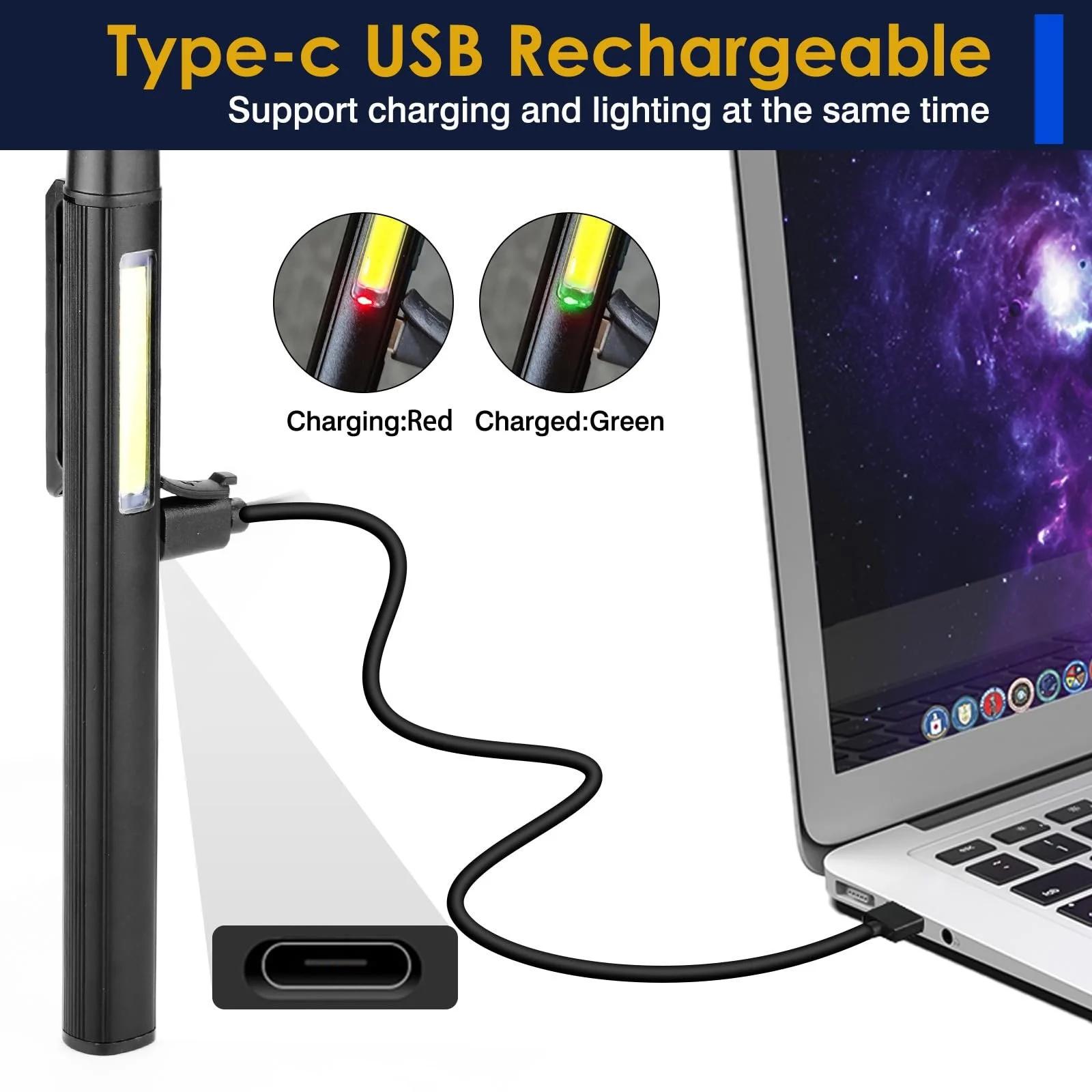 Ліхтарик WholeFire Mini UV Blacklight, 800 люмен, висока яскравість, світлодіодний кишеньковий з 365nm УФ чорним світлом, 4 режими з COB світлом та магнітом, фото №4