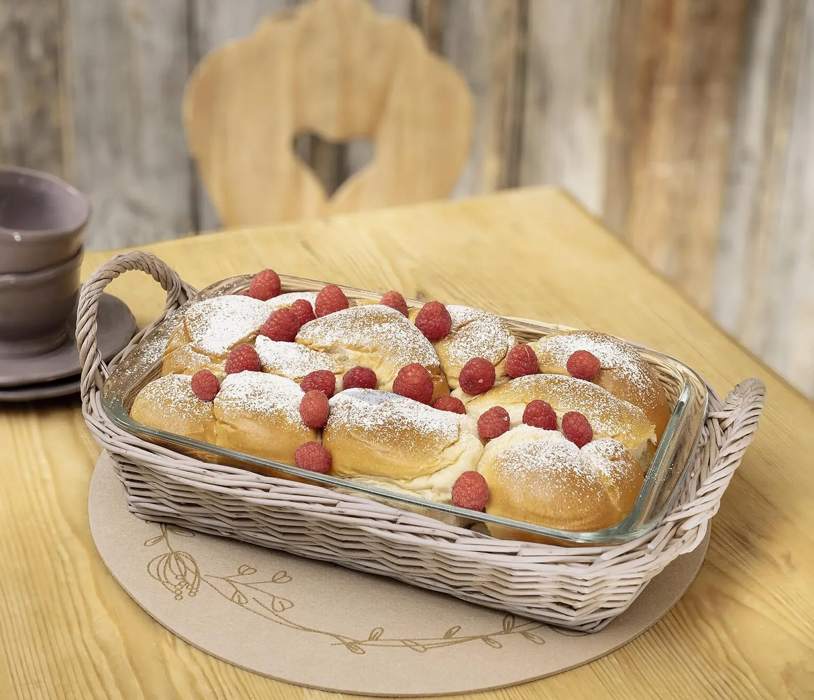 Форма для запікання Cuisine з плетеним кошиком скляна 37 x 24 x 7 см сіра, фото №4