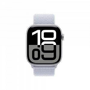 Смарт-годинник Apple Series 10 (GPS 46 мм) Алюмінієвий корпус сріблястий, спортивний ремінець синя хмара synthetic.ua - Фото 1