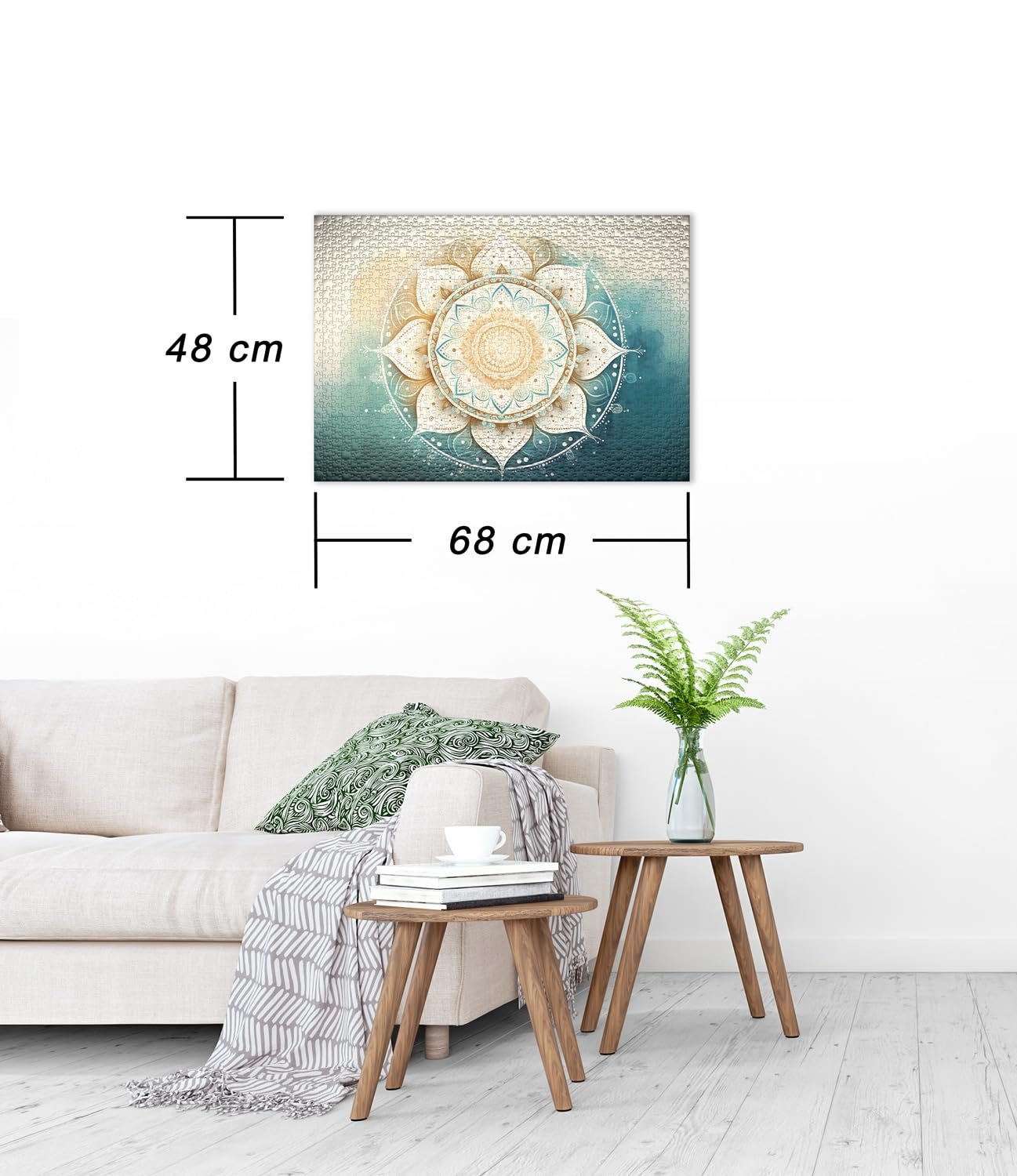 Пазл Ulmer Puzzleschmiede Mandala Watercolour 1000 элементов белый мотив мандалы в акварельном стиле, фото №3