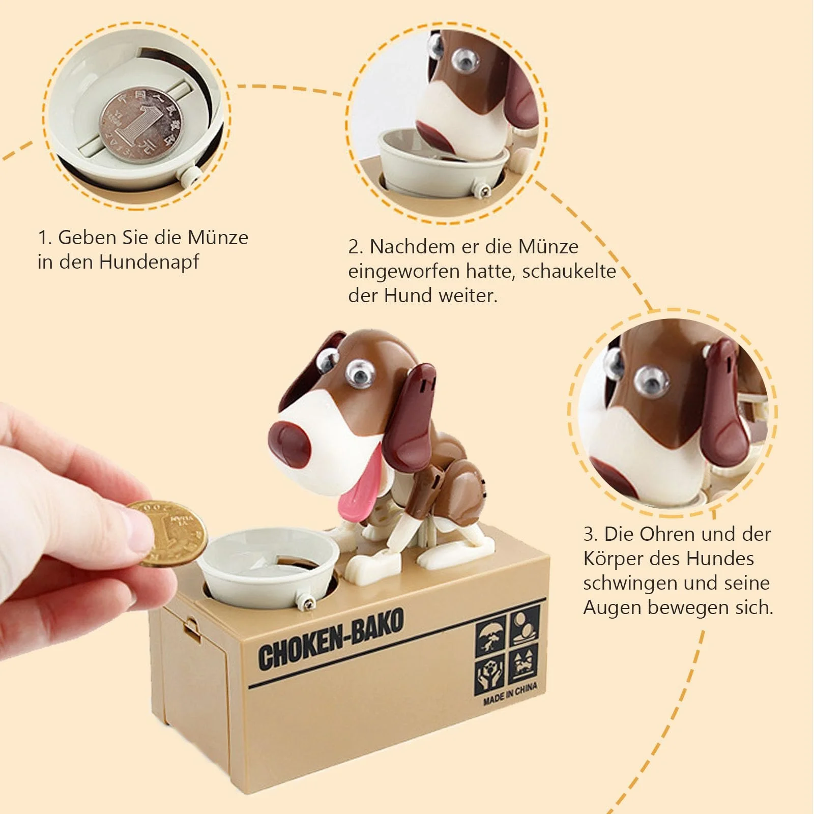 Скарбничка Justup Hungry Dog Puppy Коричнева, фото №3