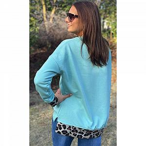 Женская толстовка Miss Goodlife Namaste Leo Print MG11454, светло-голубая synthetic.ua - Фото 1