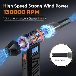 Електрична повітродувка 2-в-1 4 швидкості 130 000 RPM 6000 mAh HD-дисплей synthetic.ua - Фото 1