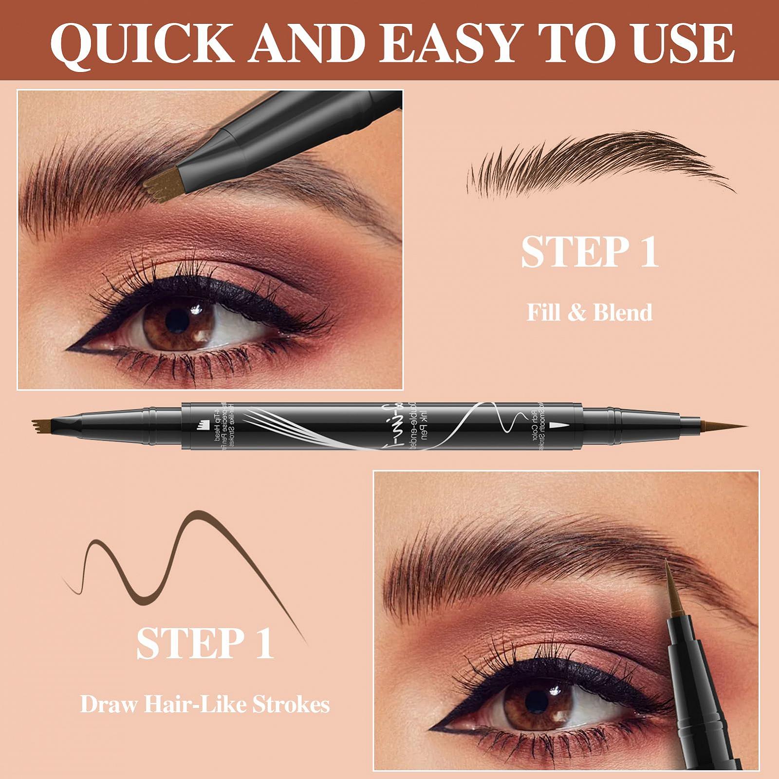 Карандаш для бровей 2-в-1 с щеточкой водостойкий Светло-Коричневый, фото №4