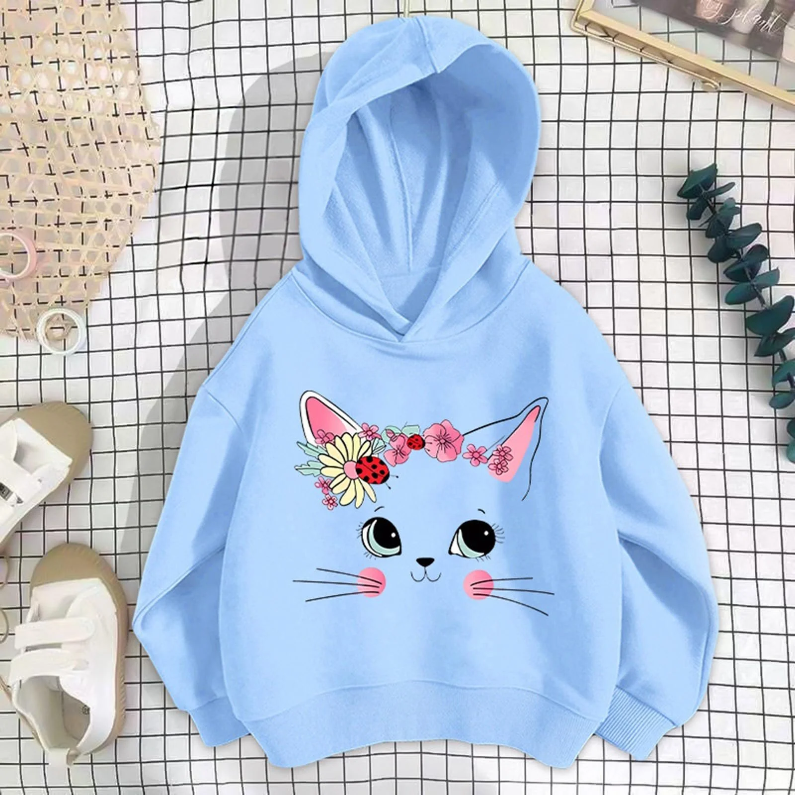 Худи Детский Теплый Свитшот С Капюшоном Теплая Куртка Худи Подросток Осенний Худи на Молнии Карманы Мешковатый Спортивный Худи Пуловер Девочка, фото №2