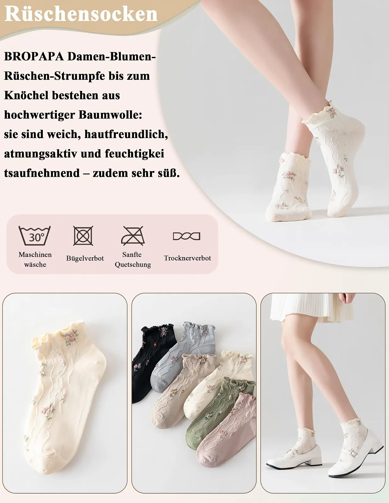 Жіночі шкарпетки з рюшами, 6 пар, фото №2 Жіночі шкарпетки з рюшами, 6 пар, фото №2