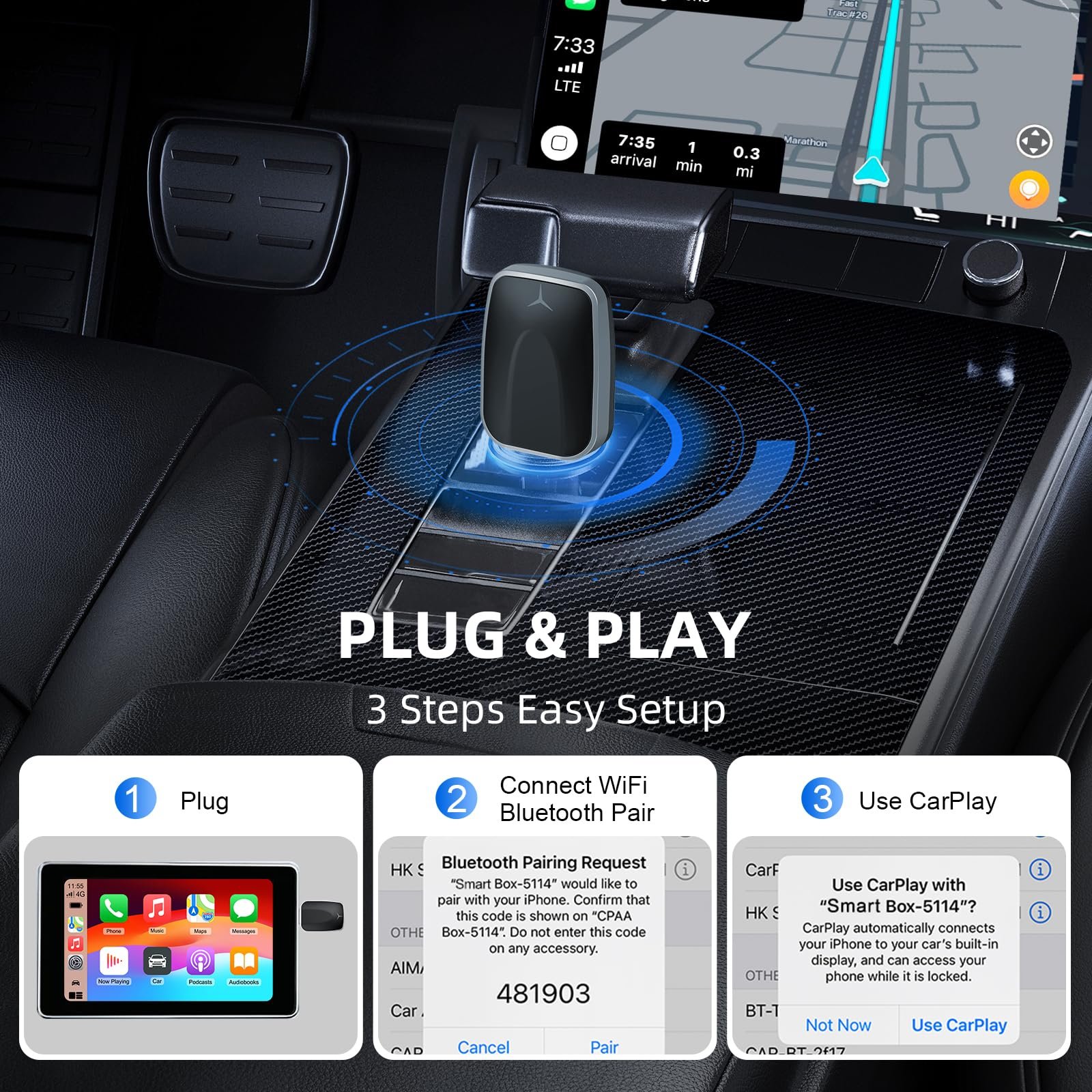 Беспроводной адаптер CarPlay Android Auto 2в1 Joceixx Unidirektional Ende-075, фото №4