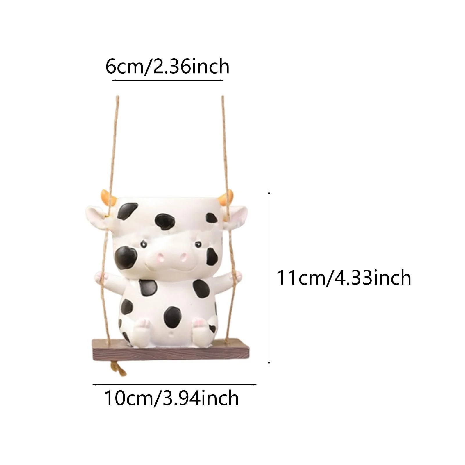 Підвісний вазон Фігурка корови з полістоуну на гойдалці, фото №5 Підвісний вазон Фігурка корови з полістоуну на гойдалці, фото №5