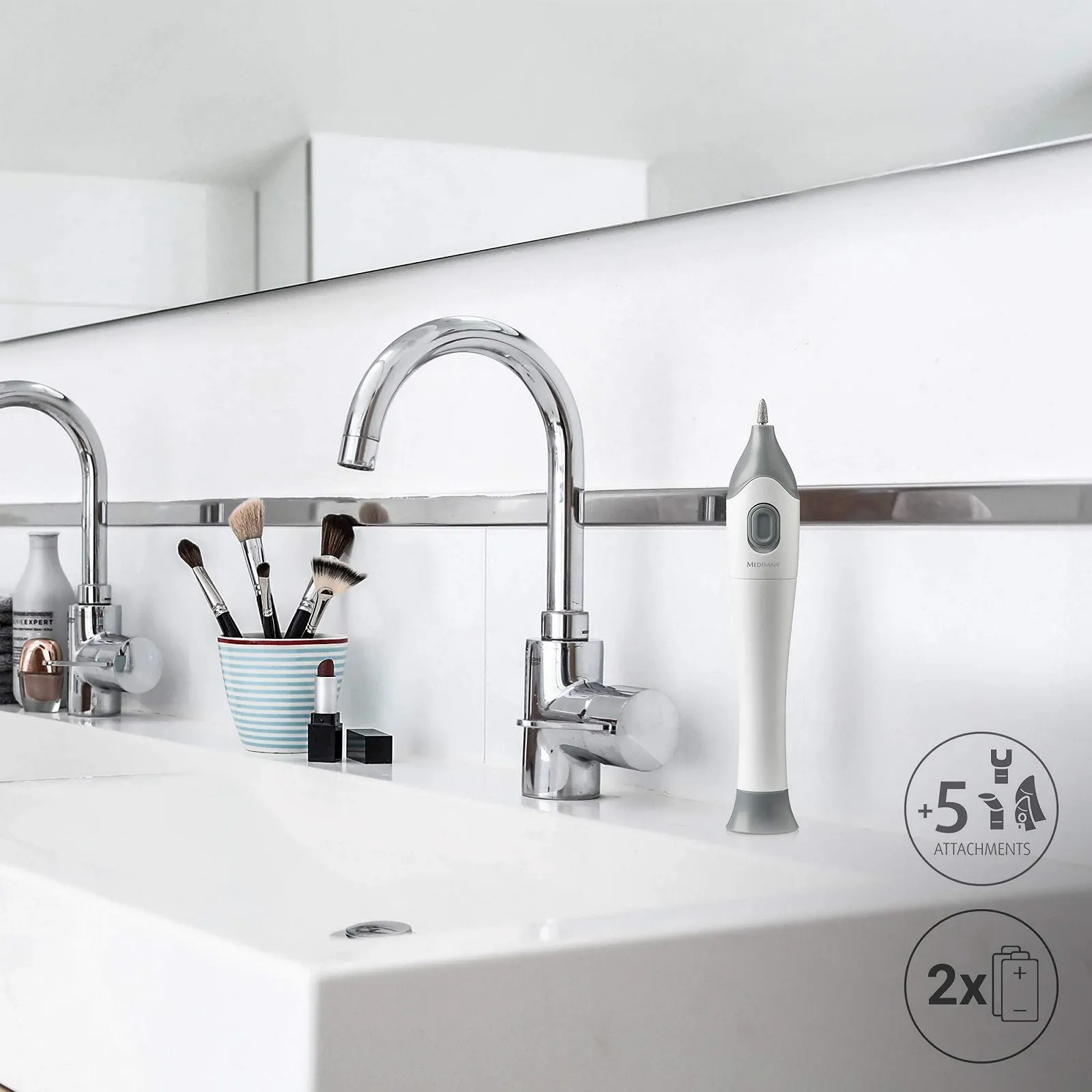 Электрический набор для маникюра и педикюра medisana MP 810 с 5 насадками для ухода за ногтями, кутикулой и мозолями, фото №4