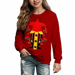 Рождественский джемпер для мальчиков 152, с мультяшным принтом, с круглым вырезом, свитшот для девочек (2-14 лет) - Фото 1