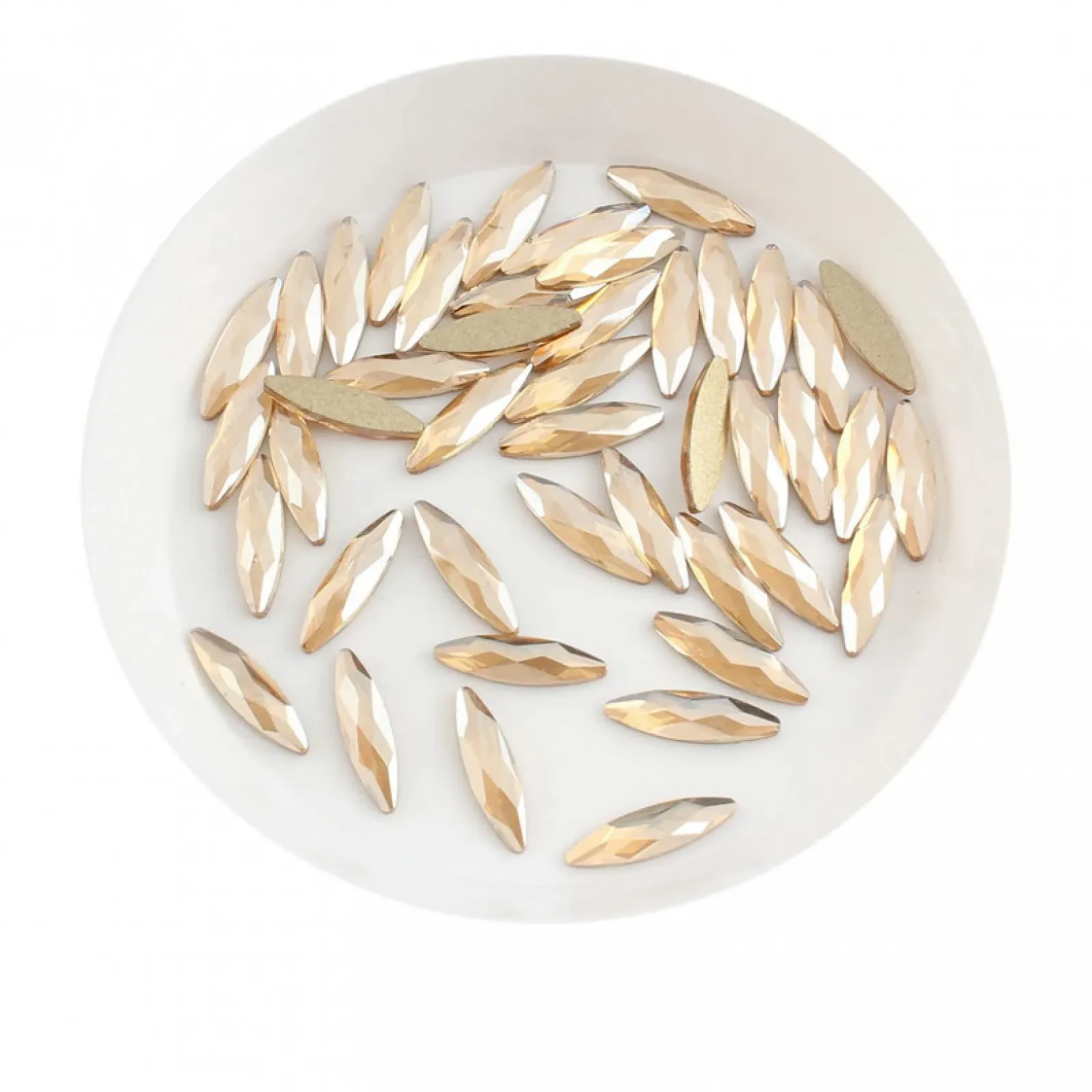 Стразы для ногтей 3D DINZHHENGYIN Длинная форма лошадиного глаза Изумрудный AB, 30 шт, фото №8